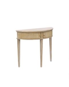 Vintage Inspired Storage Console Table With Fluted Doors - Reclaimed Wheat