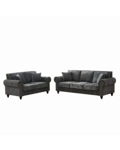 3 And 2 Seater Sofa With Rolled Arms, Tufted Upholstered Couch - Gray