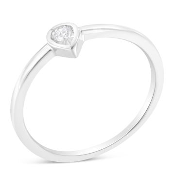 .925 Sterling Silver 1/20 Carat Diamond Teardrop Pear-Shaped Miracle Set Petite Fashion Promise Ring (J-K Color, I1-I2 Clarity) - Size 8
