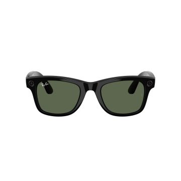 Ray-Ban Meta AI Sunglasses - Wayfarer - Shiny Black/G15 Green - LARGE