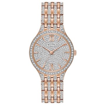Bulova  - Ladies Phantom Crystal Collection Two-Tone Watch Crysal Pave Dial