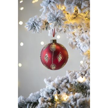 Christmas Ball Ornaments, Glass Decorative Hanging Ball Christmas Tree Ornaments, For Holiday Party Decorations (Set of 6) - Red