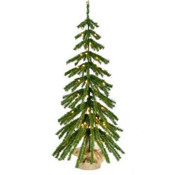 Fraser Hill Farm 48" Downswept Farmhouse Fir Porch Tree in Burlap Bag, Warm White LED Lights