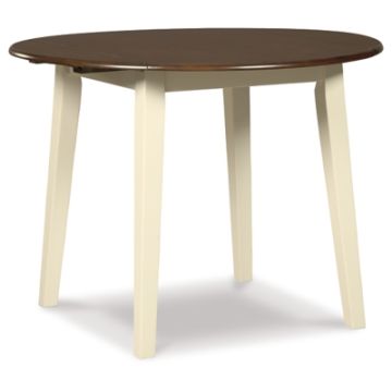 Ashley - Cream/Brown Woodanville Round Dining Room Drop Leaf Table