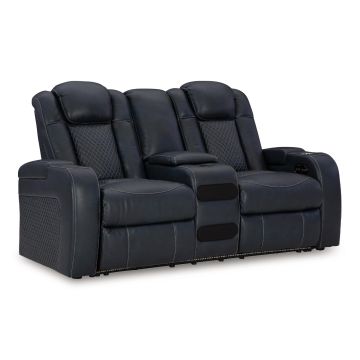 Ashley - Fyne-Dyme Power Reclining Loveseat with Console