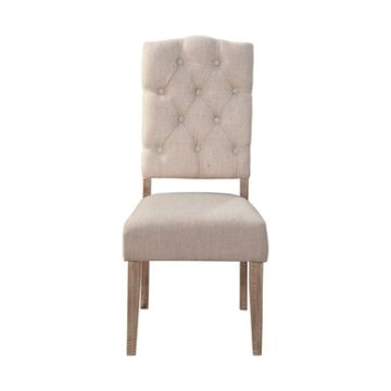 Newberry Set of 2 Button Tufted Parson Chairs, Weathered Natural