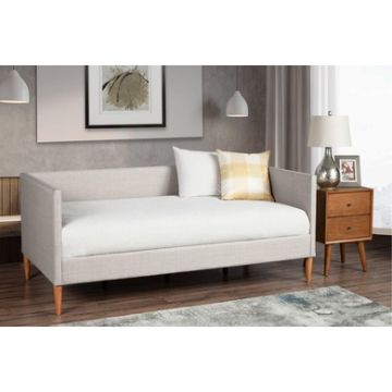 Britney Twin Day Bed, Light Grey Linen