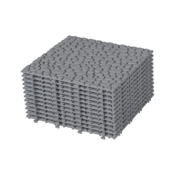 Interlocking Deck Tiles Plastic Waterproof Outdoor All Weather Anti-Slip Bathroom Shower Balcony Porch Strong Weight Capacity Upto 440 Lbs, Pebble Stone Pattern-Gray