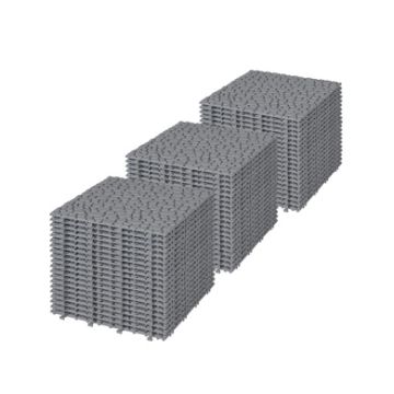 Interlocking Deck Tiles Plastic Waterproof Outdoor All Weather Anti-Slip Bathroom Shower Balcony Porch Strong Weight Capacity Upto 440 Lbs, Pebble Stone Pattern-Gray Pack