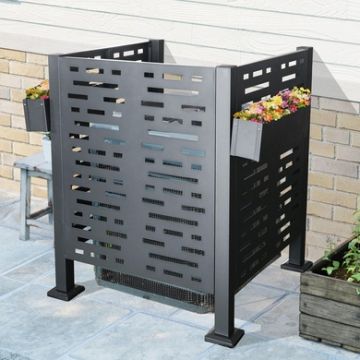 Air Conditioner Fence For Outdoor Units, Metal Privacy Fence Cover, Perfect To Conceal Air Conditioning Units, 3 Fence Panel-Flower