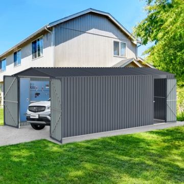 Outdoor Storage Shed, Garden Shed Backyard Utility Tool House Building With 2 Doors And 4 Vents For Car, Truck, Bike, Garbage Can, Tool, Lawnmower-Blk