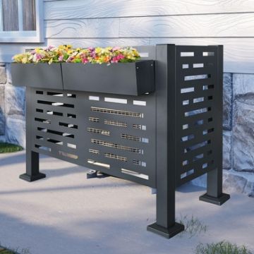 Air Conditioner Fence For Outdoor Units, Metal Privacy Fence Cover, Perfect To Conceal Air Conditioning Units, 3 Fence Panel-Flowers