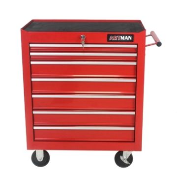 Multifunctional Tool Cart With Wheels And Drawers-Red