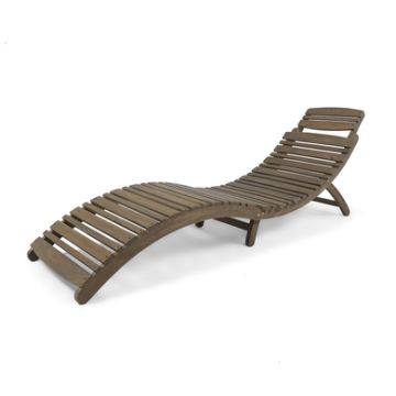Lahaina Wood Foldable Chaise Lounge Gray