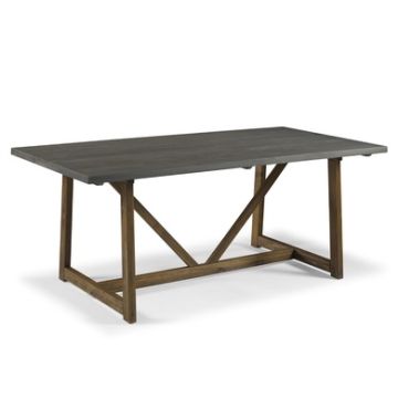 V-Frame and Trestle Legs Solid Wood Dining Table, Grey and Brown