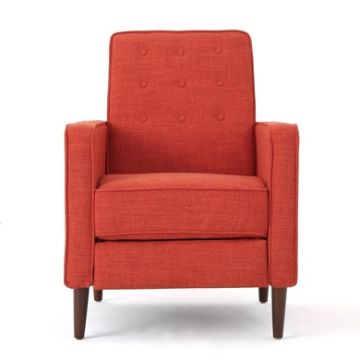 Upholstered Button Tight Back Recliner Chair Orange