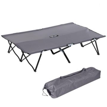 50" Outdoor 2-Person Folding Camping Cot with Steel Frame and Carrying Bag, Gray