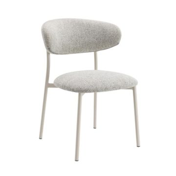 Upholstery Fabric Back and Seat Side Chair, Set of 2, Light Gray and Beige