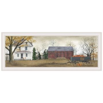 "Pumpkins for Sale" by Billy Jacobs Wall Art with Wood Frame and Border, Multicolor and White