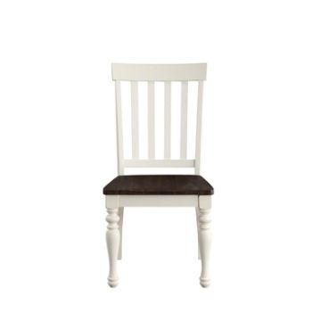 Dining Chair with Slatted Back and Turned Leg, Set of 2, White