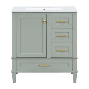 30" Bathroom Vanity Set With Sink, Featuring Soft Close Doors, And 3 Drawer Design - Sage Green