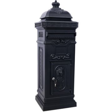 Mailboxs Residential Large Capacity Letter Box Aluminum Outdoor Rainproof Postbox Statue - Black