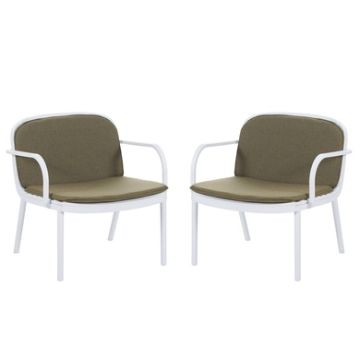 Luna - Outdoor Club Chair Cushion (Set of 2) - Green / White