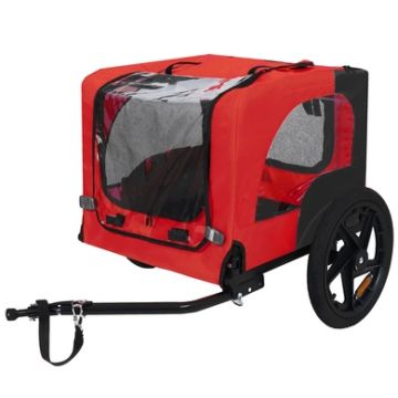 Backyard Co. Outdoor Pet Bike Trailer with Foldable Frame, Non-Slip Floor and Internal Leash, Red