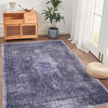 Maval - 5' X 8' Washable Area Rug - Anthracite