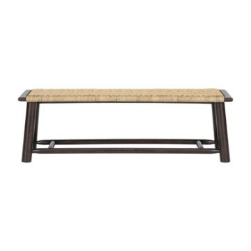 Farmhouse Modern Solid Wood Rattan Bench Multi Functional Design 59" Indoor & Covered Outdoor Bench - Walnut
