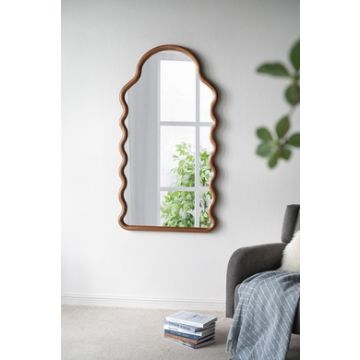 Wood Mirror With Unique Frame - Brown