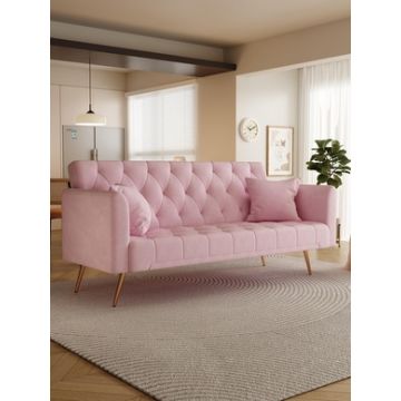 Convertible Double Folding Living Room Sofa Bed - Pink