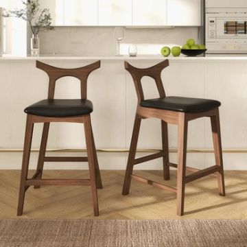 Hester - Upholstered Square Bar Chair (Set of 2) - Black / Brown