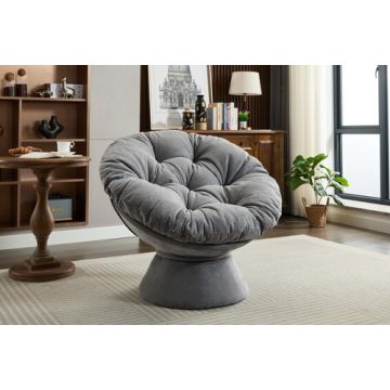 Oversized Swivel Accent Chair, 360 Swivel Barrel Chair, Papasan Chair For Living Room Bedroom - Dark Gray