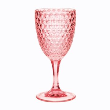 Diamond Cut Plastic Wine Glasses (Set of 4), Bpa Free Acrylic, Unbreakable Wine Glasses, 12Oz - Pink