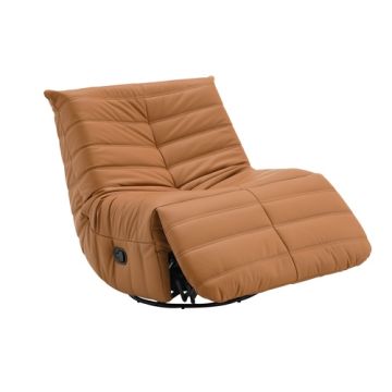 Talmon - Synthenic Leather Glider Recliner With Swivel - Orange