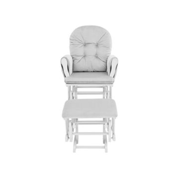 Mason - Glider And Ottoman White Wood - Gray Fabric