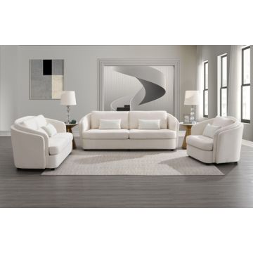 Mariko - Linen 3 Pieces Living Room Set - Beige