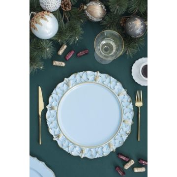 Plastic Charger Plate (Set of 6) - Blue / Gold