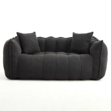 Cozy Beanbag Chair With High Resilience Foam Core For 2 - Black