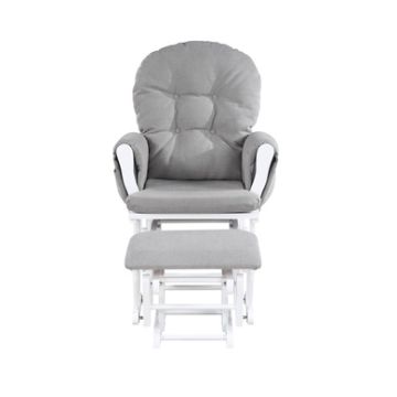 Mason - Glider And Ottoman White Wood - Oyster Fabric