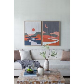 Rectangular Tassel Print Wall Art, Home Decor For Living Room Bedroom Office Hallway - Multicolor