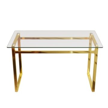 Modern Minimalist Rectangular Glass Dining Table With Tempered Glass Tabletop For 4 - 6 - Transparent