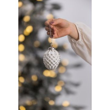 Christmas Ball Ornaments, Glass Decorative Hanging Ball Christmas Tree Ornaments, For Holiday Party Decorations (Set of 6) - White