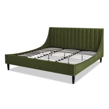 Aspen - King Vertical Tufted Headboard Platform Bed Set - Olive Green