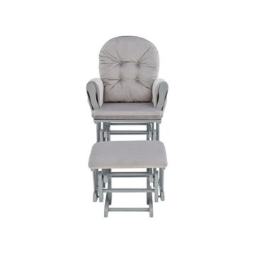 Mason - Glider And Ottoman Gray Wood - Light Gray Fabric