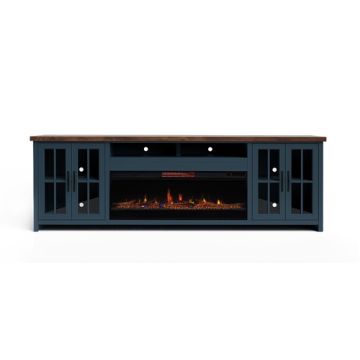 Nantucket - Fireplace TV Stand Console For TVs Up To 100" - Blue Denim, Whiskey