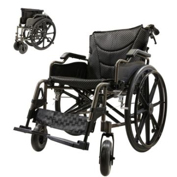 Lightweight Foldable Nursing Wheelchair For Adults Double X Force Support, 300Lbs Capacity, Breathable Cushion & Anti Backflip Design With Tires, Adjustable Seat Belt, Quick Release Wheels - Gray