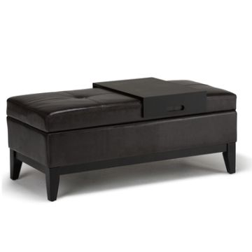 Oregon - Storage Ottoman Bench With Tray - Tanners Brown