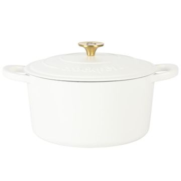 Crockpot Artisan 7 Quart Round Enameled Cast Iron Dutch Oven with Lid in Linen